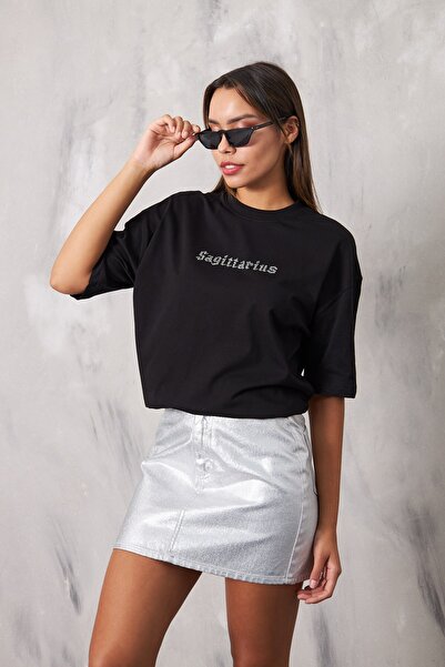 The Champ Clothing Γυναικείο μπλουζάκι Sagittarius Written Stone με στάμπα μαύρο