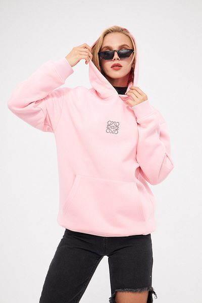 The Champ Clothing Φούτερ με κουκούλα Fleece Stone με στάμπα ροζ oversize φούτερ με κουκούλα