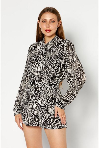 Michael Kors Women Animal Pattern Long Sleeves Playsuits , White