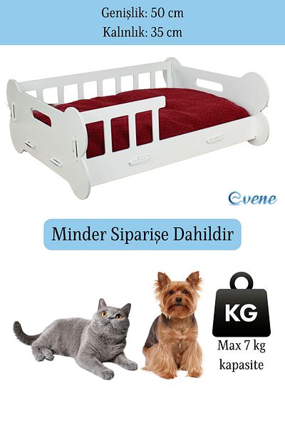 Evene Large Cat Bed Decorative Wooden Durable White Color Bone Model