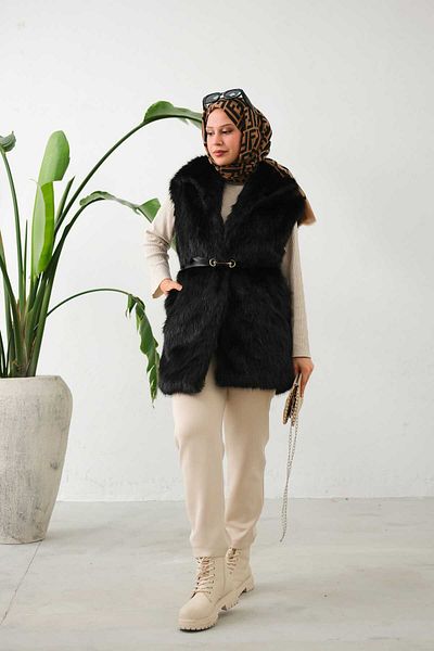 lurex moda Belted Fur Vest