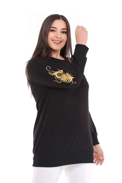 aytemas Jewelled Sweatshirt with Embroidered Sleeves