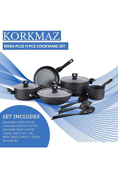 KORKMAZ Cortina Plus 11 Pcs. Induction Base Cookware Set