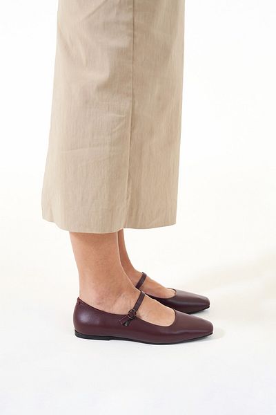 Louis Cardy Balerini de damă din piele naturală Oriana Burgundy