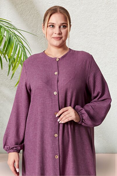 Ferace طقم أيروبين من الكتان مقاس كبير مكون من قطعتين - نسائي