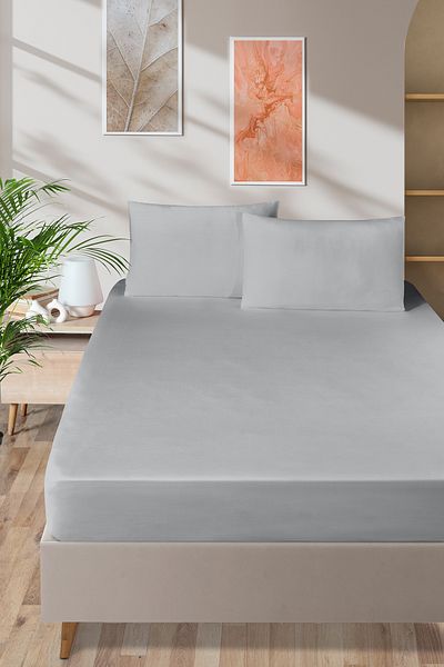 Pierre Cardin ملاءة سرير مطاطية من الساتان القطني 100x200