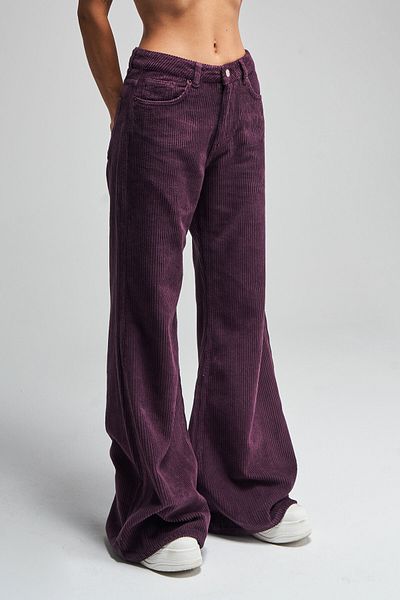 its basic Women's Purple Color 29W452 Loose Flare Fit Thick Corduroy Trousers