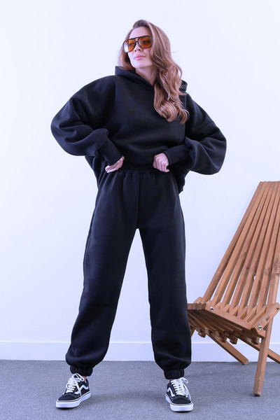 YAKAMEL Γυναικείο σετ φόρμας jogger με ψηλή μέση, 3 κλωστές, χοντρό σαροντάλι...