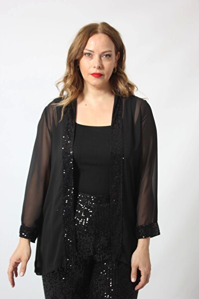 Moda Berray Payet Detaylı Şifon Ceket