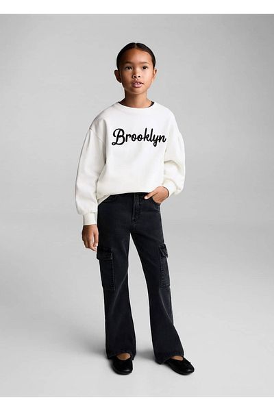MANGO Kids Βαμβακερό φούτερ με λεπτομέρεια κεντήματος
