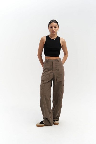 MAİ COLLECTİON Wendy Khaki Parachute Cargohose