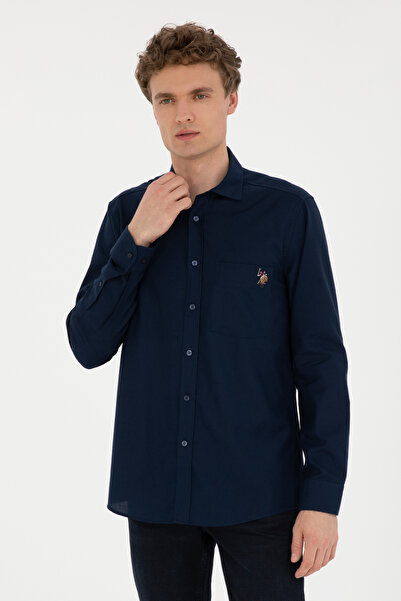 U.S. Polo Assn. قميص رجالي باللون الأزرق الداكن بأكمام طويلة 50272708-VR033