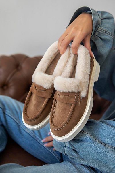 STRASWANS Owen Women's Genuine Leather Suede Loafer Shoes Mink