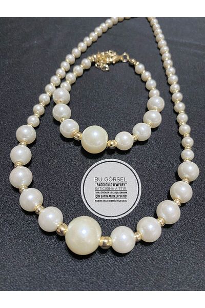 Passionis Jewelry Pearl Necklace Bracelet Set