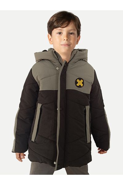 Casabony Palton unisex pentru copii, gri negru, impermeabil, din fibră fragmentată