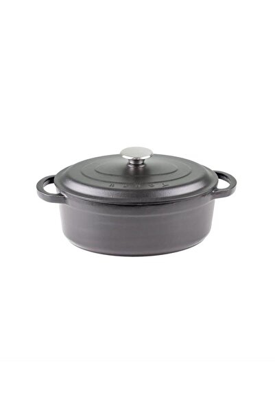 Taşev T1865 Caste Oval 23x29 Cm Oval Döküm Tencere Siyah