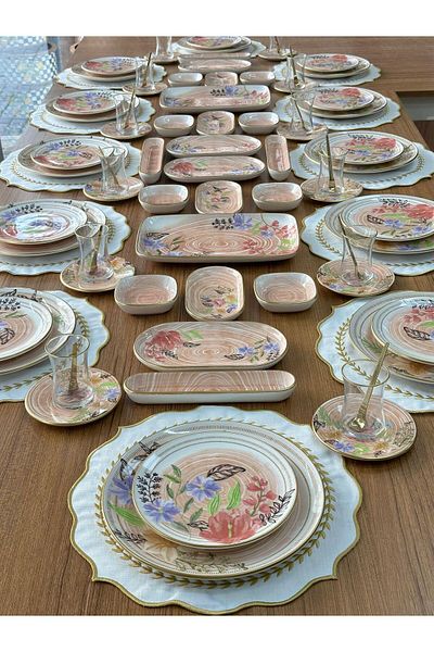 MD MİMOZA DEKOR 94 Piece Breakfast Set - 12 Person and Spring Set