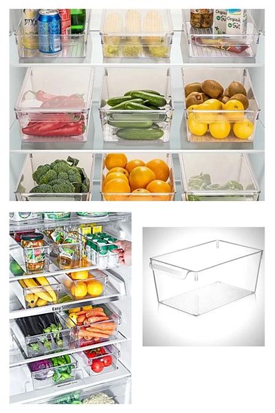 Hilamingo Home 3 Pieces Large Size Refrigerator Organizer Organizer Fruit Storage Container 20 cm X 32,5 cm X 14 cm