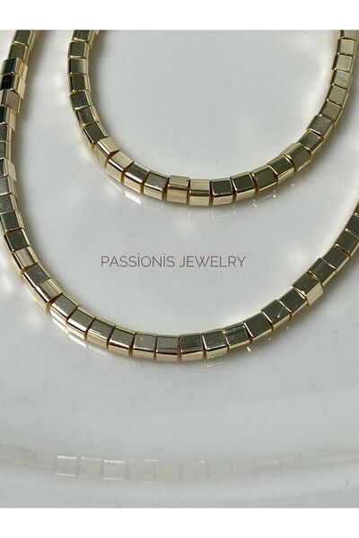 Passionis Jewelry Women's Necklace and Bracelet Set - Square Row