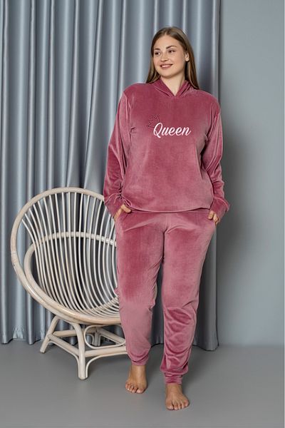 Lady Pink Plus Size Velvet Pajama Set