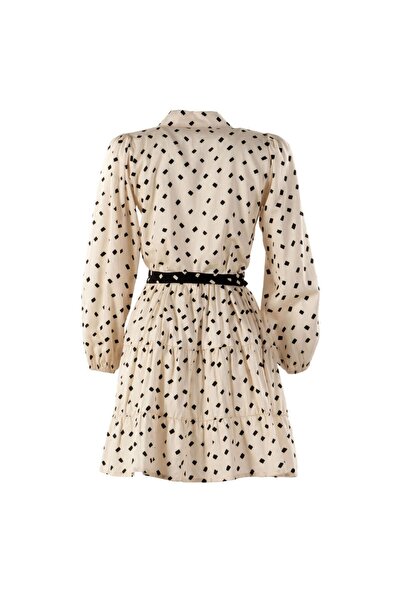 Pilea Pamuk Kumaştan Mini Katlı Kolları Büzgülü Elbise - My -