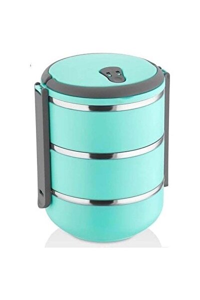 Penguen Png-6002 Paslanmaz Yemek Termosu 3 Katlı Turkuaz - Sefer Tası