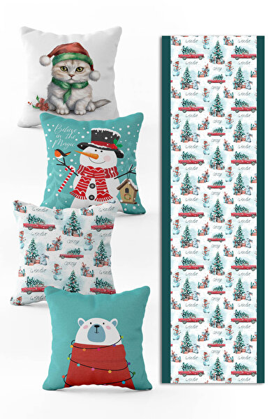 Evmila Специален комплект за Нова година от 4 части, възглавници и 1 част, пъ...