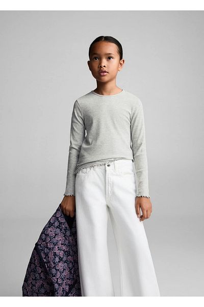 MANGO Kids Tricou cu coaste cu maneci lungi