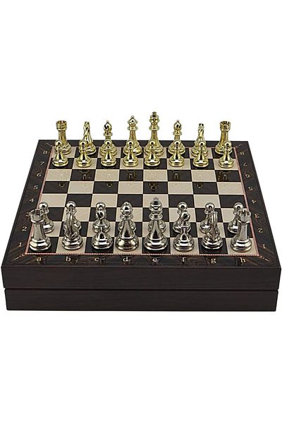 STOREMAX Oversized Metal Classic Chess Tk. Mdf Board with Shiny and Walnut Pattern Storage (36X36 Cm.) Da