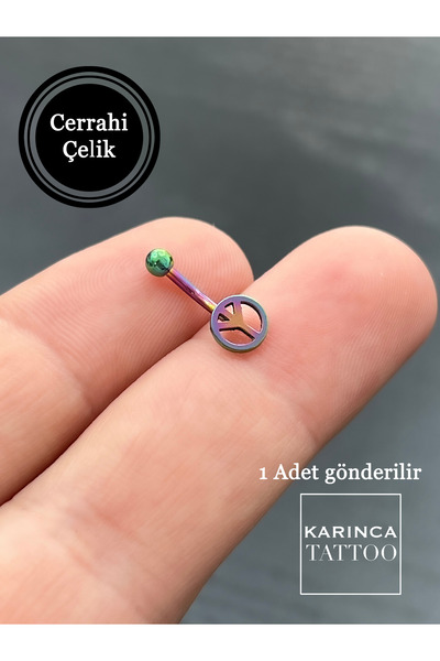 Karınca Piercing Gökkuşağı Renkli Barış Sembol Tragus Helix Conch Nipple Kula...