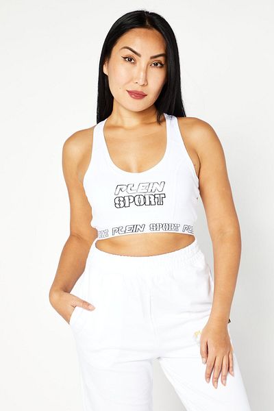 Plein Sport Women Sportswear Fit Sleeveless Gym Top, White