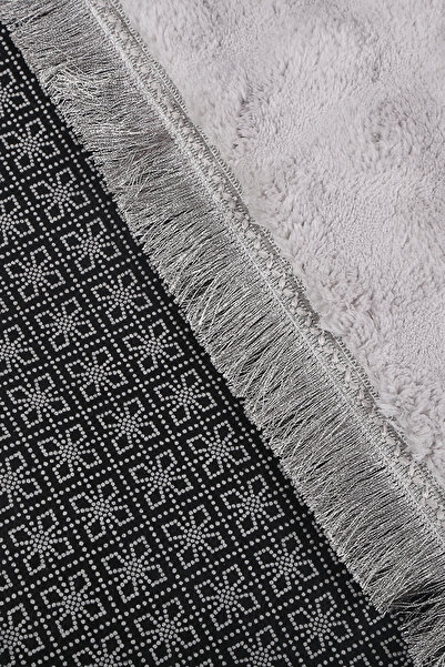 Teksev Bubble Gray Color Sports Fringed Cutting Plush Runner Machine Washable Non-Slip Based Fluffy Carpet