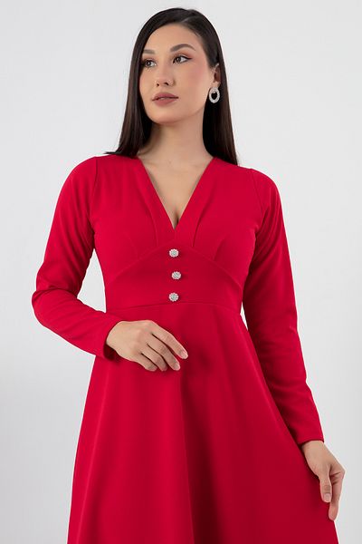 PULLIMM Rochie evazată cu nasturi în față cu decolteu în V 2024-2159