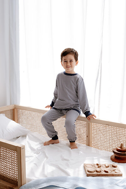 Luna Kids Collection طقم بيجامة من القطن العضوي بنسبة 100% 0.5 Tog - مخطط بال...