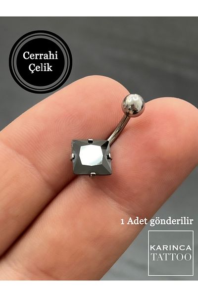 Karınca Piercing High Quality Premium Diamond Black Jewelled Belly Piercing