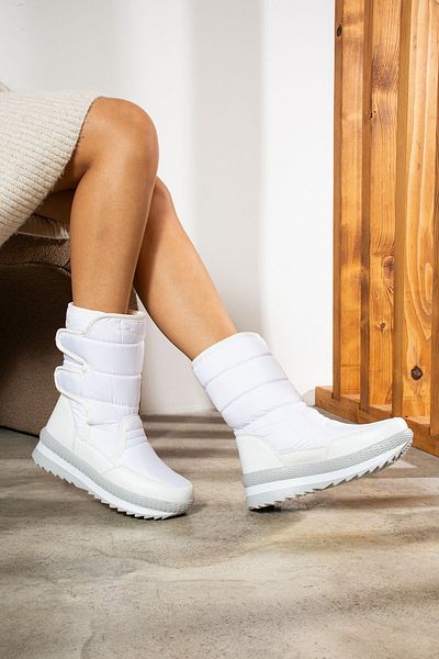 İmerShoes Λευκές Unisex Snow Boots - Γούνινη επένδυση, Αντιολισθητική σόλα Velcro, Bottie 802