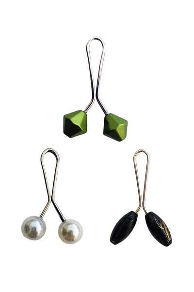 OEM 3 Pieces Hijab Scarf and Shawl Clip Pearl White Black Green