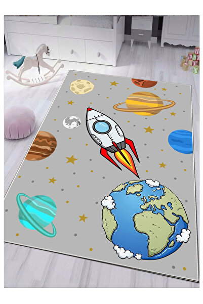 STY Home Uzay Astronot Çocuk Halısı Yıkanabilir Kaymaz Taban bebek Ve Çocuk O...