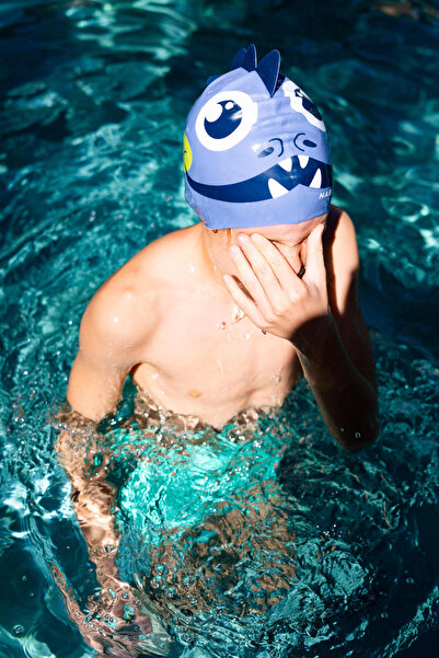 Decathlon Cască de înot Nabaiji din silicon - Model Dragon albastru/galben - Mărime standard