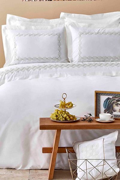 Karaca Home Atlas Gold Cotton Embroidered Double Duvet Cover Set