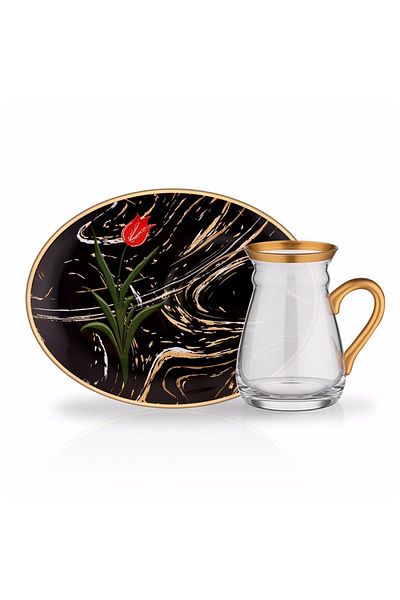 Glore 6-Piece Nihavent Tea Cup with Handle - Ebruli