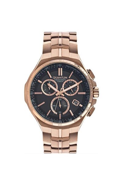 Quantum TTG912.450 Quartz Kronograflı Titanyum Kasa Çelik Rose Gold Kahverengi Kadran 47 mm Erkek Ko