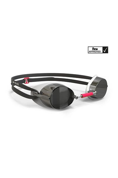 Decathlon Swimming and Goggle Set in Swedish - Standard Size - Black/Red - Mirrored Glass