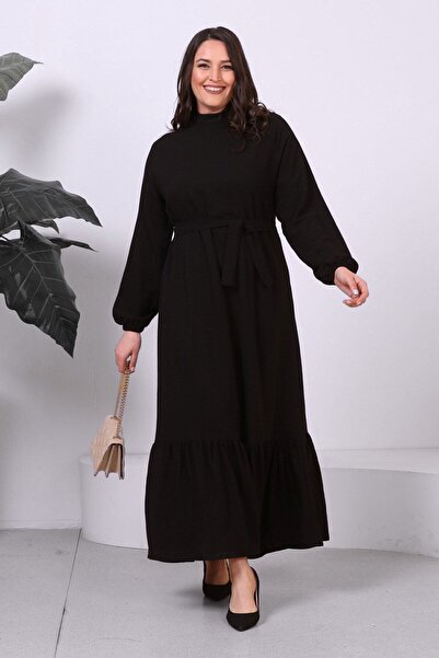 Ferace Rochie Neagră Hijab Plisă Marime Mari