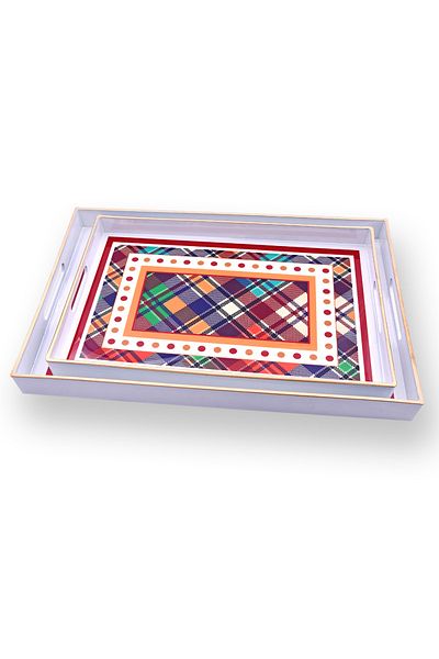 Lucky Art Plaid Rectangular 2-Piece Tray