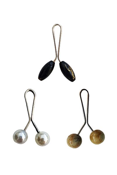 CT STONES 3 Pieces Hijab Scarf and Shawl Clip Pearl White Mustard Black