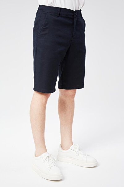 BRACCAS Чоловічі шорти з еластичним поясом, з бавовни, виглядають як лляні, темно-сині