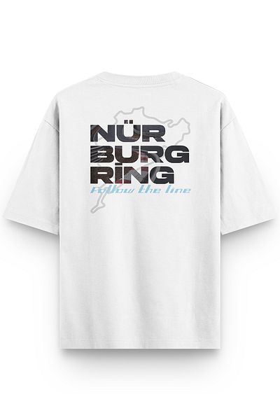 Overoz Μπλουζάκι Unisex με στάμπα Nürburgring Λευκό Oversize - 1206