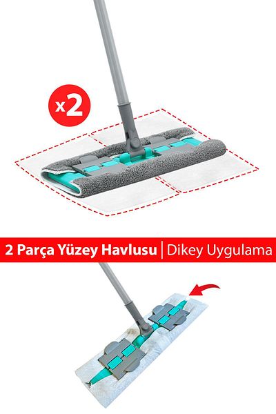 SMARTER Magic Mop 2 Pieces Floor Surface Cleaning Set - Towel, Cloth, Mop with Peg