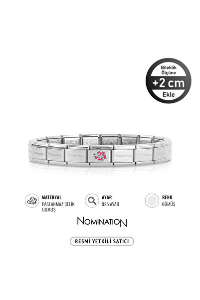 NOMİNATİON Italy Composable 925 Ayar Gümüş Pembe Zambak ve Çelik Bileklik Silver